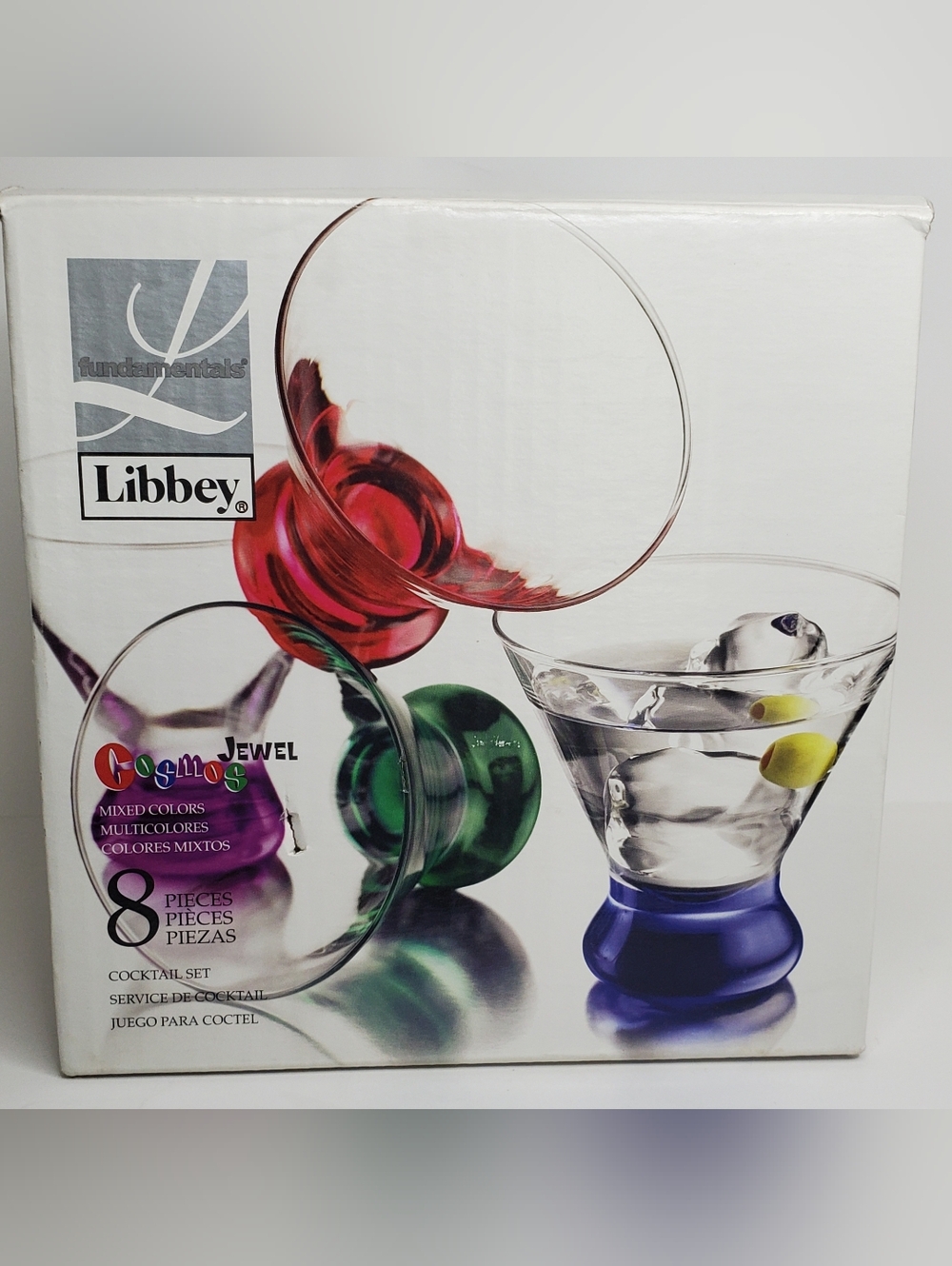 Libbey Cosmos Jewel-Colored Cocktail Drinking Glasses - Set Of 8, 8 Oz